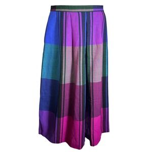 Vintage Jack Winter Wool Maxi Skirt Plaid Purple Magenta Blue Green Size 14